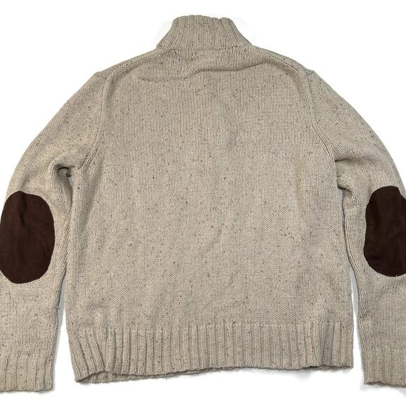 Polo Ralph Lauren Mens Large 1/4 Zip Pullover Sweater Elbow Patch Cotton Hemp - Picture 8 of 9